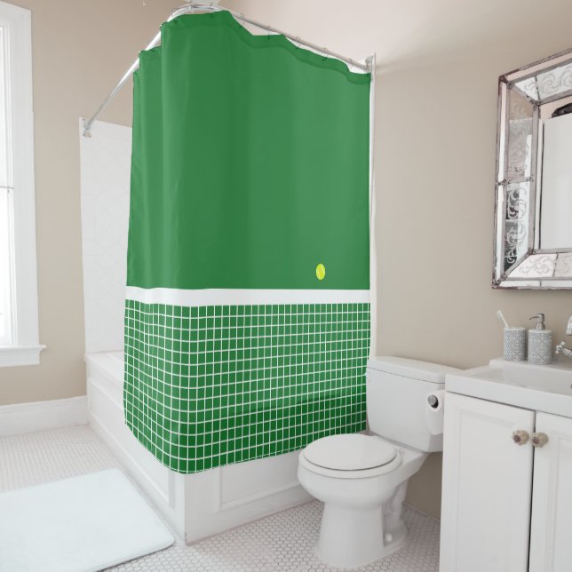 Rideaux De Douche Grass ~ Tennis Court avec bal (En situation)