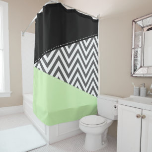 Rideaux De Douche Gray Zigzag, Gray Chevron, Zigzag Pattern, Mint
