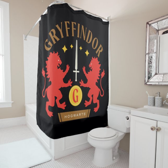 Rideaux De Douche GRAYFFINDOR™ Maison double Lion épée graphique (En situation)