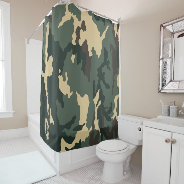 Rideaux De Douche Green Camouflage Zippo Lighter (En situation)