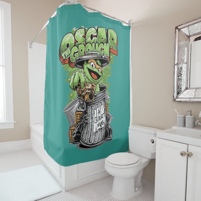 Rideaux De Douche Green Garbage Monster  (En situation)