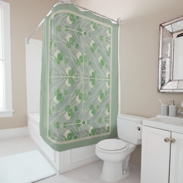 Rideaux De Douche Green Geometry 1915 Hannah Borger Overbeck (En situation)