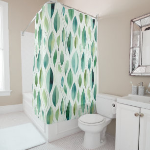 Rideaux De Douche Green Glam Gold Feuilles Abstrait