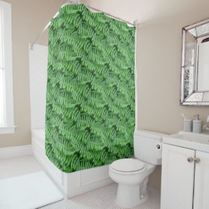Rideaux De Douche Green Leafy Ferns Motif naturel