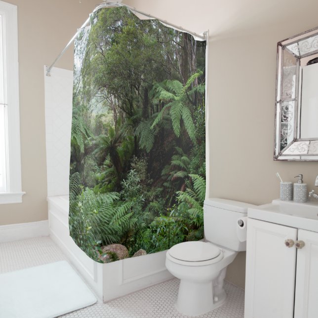Rideaux De Douche Green Lush Rainforest Nature Australie (En situation)