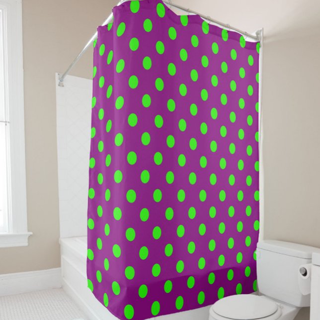 Rideaux De Douche Green On Purple Pois Design Motif (Créateur téléchargé)