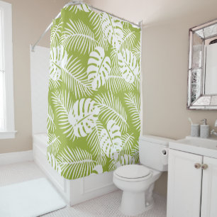 Rideaux De Douche Green Palm Feuille Rainforest Motif