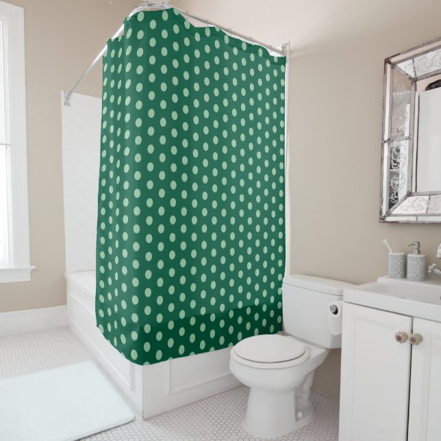 Rideaux De Douche Green Polka Dots  (En situation)