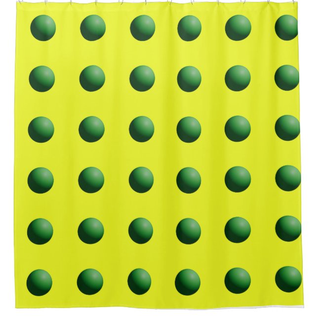 Rideaux De Douche Green Spheres on Yellow  (Devant)