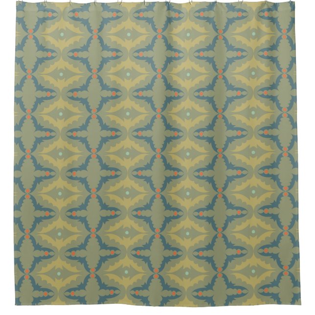 Rideaux De Douche Greenish Retro Vintage Pattern (Devant)