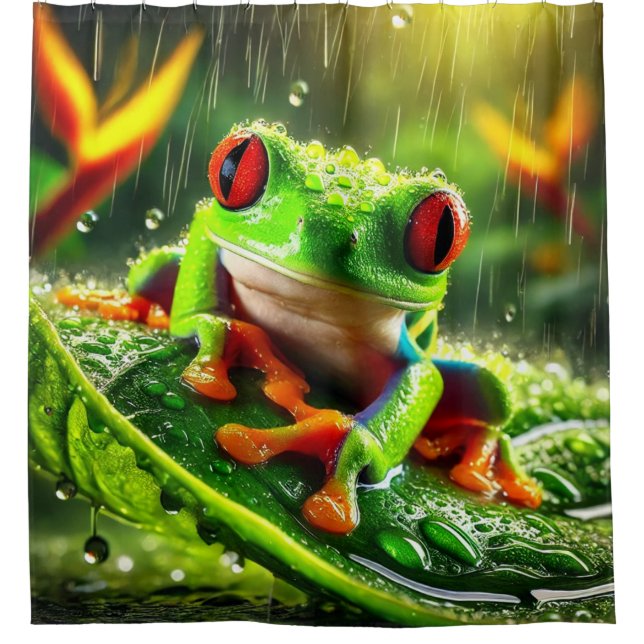 Rideaux De Douche Grenouille à arbre vert (Devant)