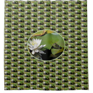 Rideaux De Douche Grenouille Admirant L'Eau Lily Nature