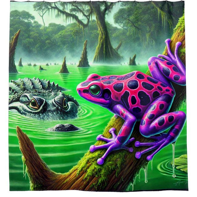 Rideaux De Douche Grenouille et alligator (Devant)