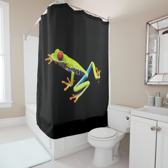 Rideaux De Douche Grenouille peinte aux yeux rouges (En situation)