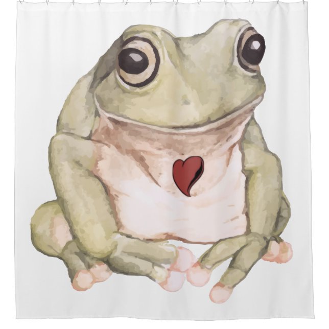 Rideaux De Douche Grenouille verte dessinée à la main (Devant)