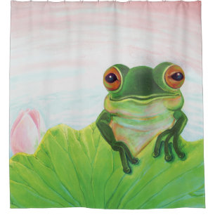 Rideaux De Douche Grenouille verte Se détendre dans l'étang
