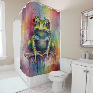 Rideaux De Douche Grenouille vibrante aux teintes pastel