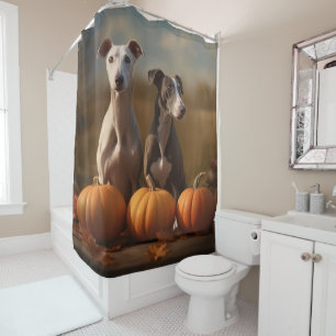 Rideaux De Douche Greyhound Chiot Automne Citrouille de plaisir