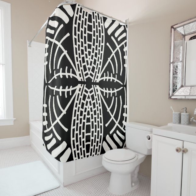 Rideaux De Douche gribouillis abstrait moderne (En situation)