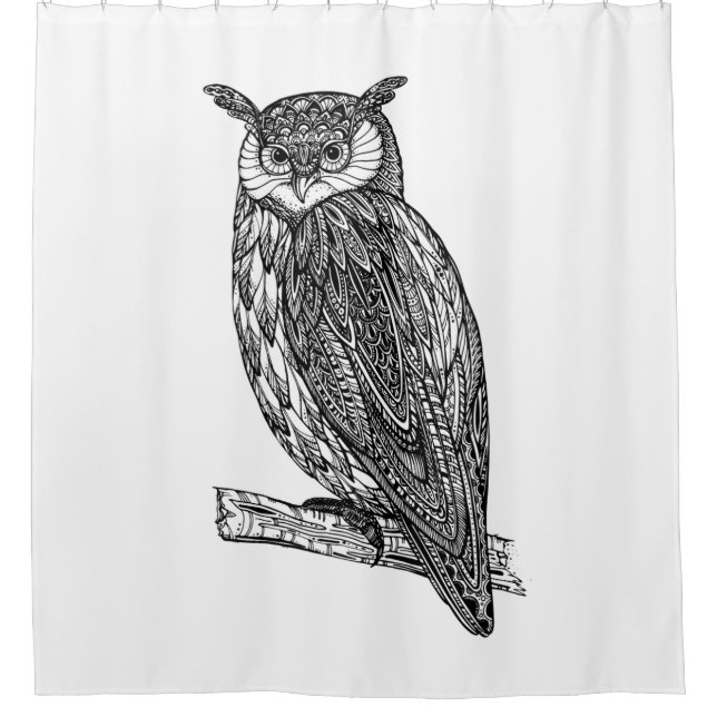 Rideaux De Douche Griffonnage animal de hibou de totem sauvage (Devant)