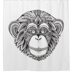 Rideaux De Douche Griffonnage d'Illustartion de singe
