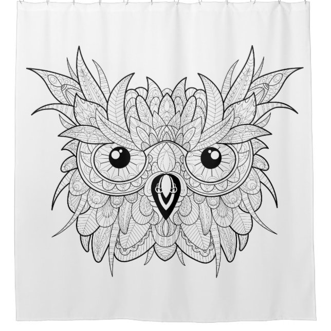 Rideaux De Douche Griffonnage mignon de portrait de hibou (Devant)