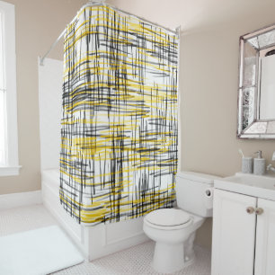 Rideaux De Douche 'Griffonnages noirs gris jaunes