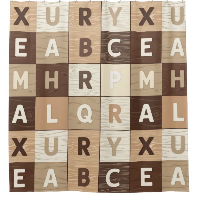 Rideaux De Douche Grille de lettres en bois (Devant)