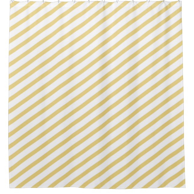 Rideaux De Douche Grille diagonale or et blanc moderne (Devant)