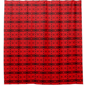 Rideaux De Douche Grilles et formes géométriques rouge noir