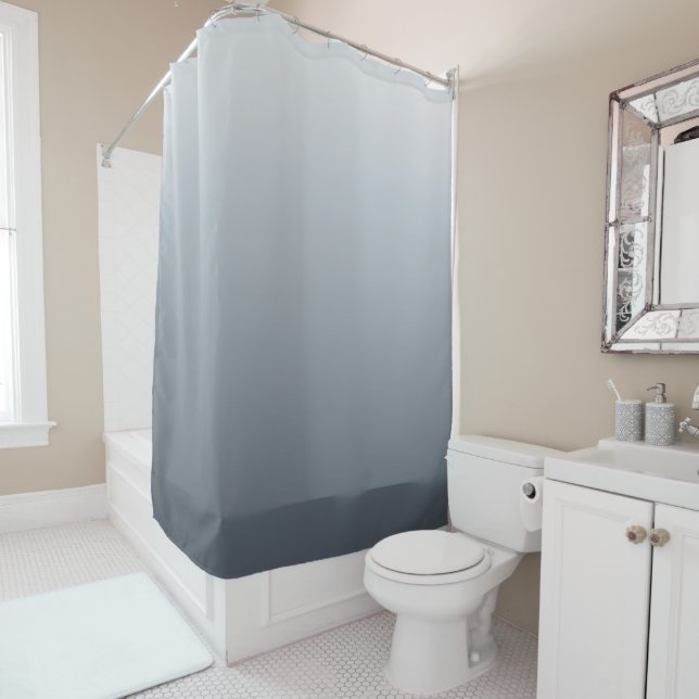 Rideaux De Douche Gris argenté profond à tons clairs (En situation)