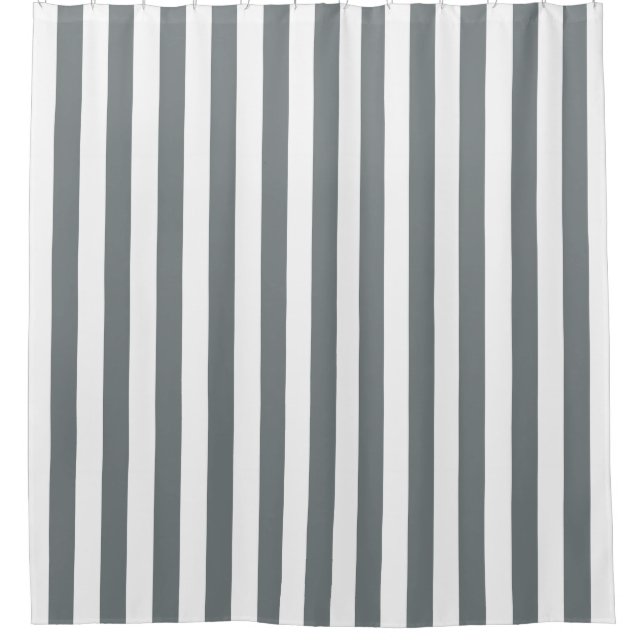 Rideaux De Douche Gris Charbon Blanc Rayure Vertical NL #0 (Devant)