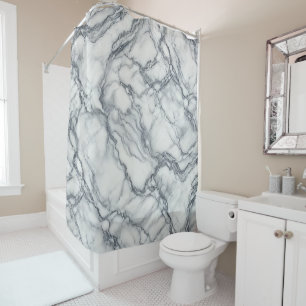Rideaux De Douche Gris chic et aspect marbre blanc Glamour