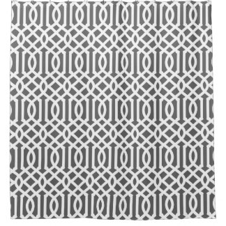 Rideaux De Douche Gris de charbon et Trellis blancs