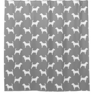 Rideaux De Douche Gris de motif de silhouettes de beagle