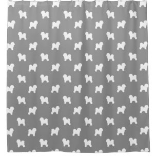 Rideaux De Douche Gris de motif de silhouettes de Bichon Frise