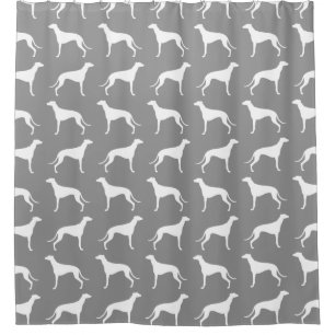Rideaux De Douche Gris de motif de silhouettes de lévrier