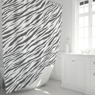 Rideaux De Douche Gris et blanc Zebra Stripes Motif