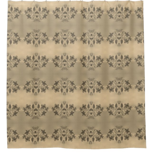 Rideaux De Douche Gris Et Fleurs De Crème Motif (Devant)
