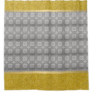 Rideaux De Douche Gris et Or Élégant Abstrait