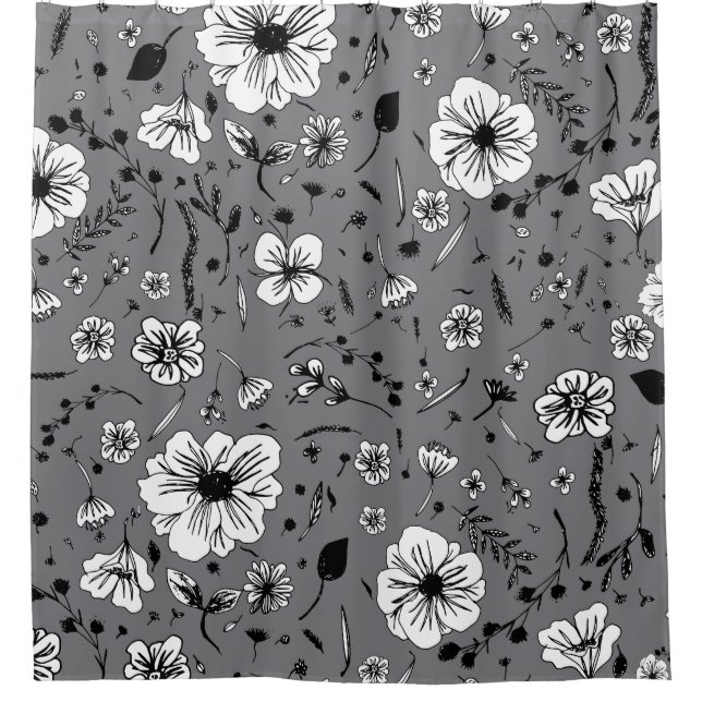 Rideaux De Douche Gris floral (Devant)