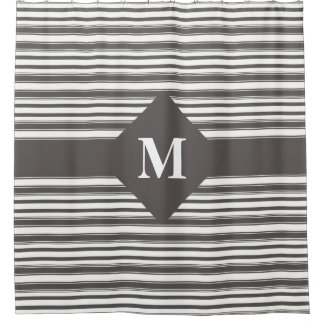 Rideaux De Douche Gris foncé et Gris blanc monogrammes