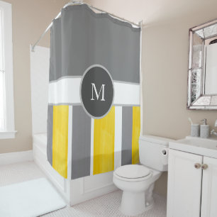 Rideaux De Douche Gris Jaune Gris Blanc Gris Moderne 2