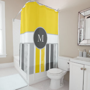 Rideaux De Douche Gris jaune Gris Blancs
