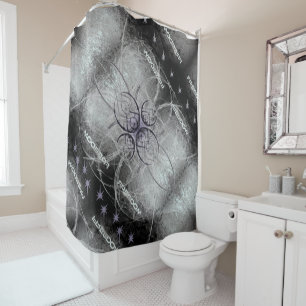Rideaux De Douche Gris Liberté avec étoiles, motifs fractaux et pier