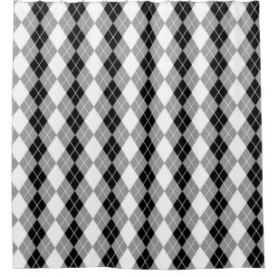 Rideaux De Douche Gris noir blanc Jacquard Diamant Design