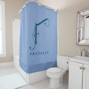 Rideaux De Douche Gris sophistiqué avec monogramme élégant F personn