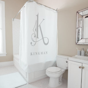 Rideaux De Douche Gris sophistiqué avec monogramme élégant K Pers