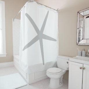 Rideaux De Douche Gris Starfish Motif Blanc Élégant Couleur personna
