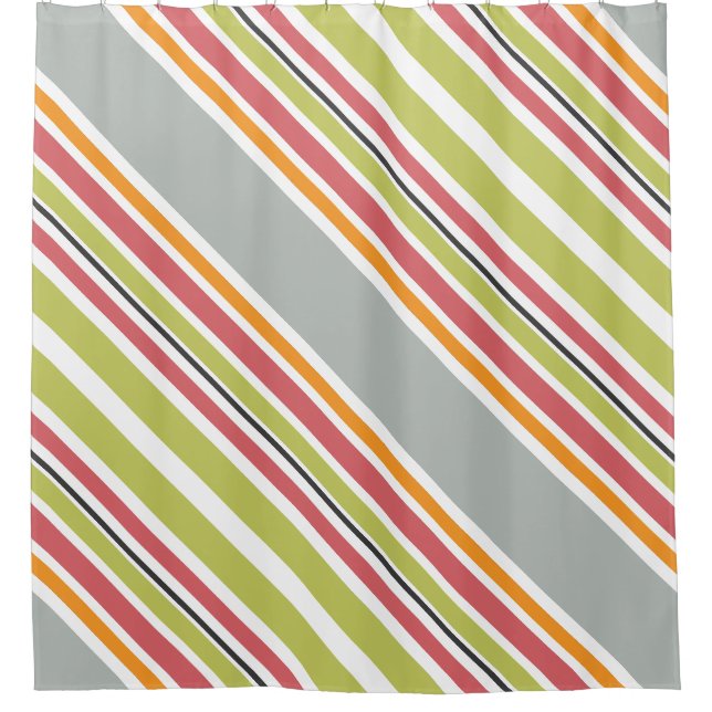 Rideaux De Douche Gris vert gris orange rose (Devant)